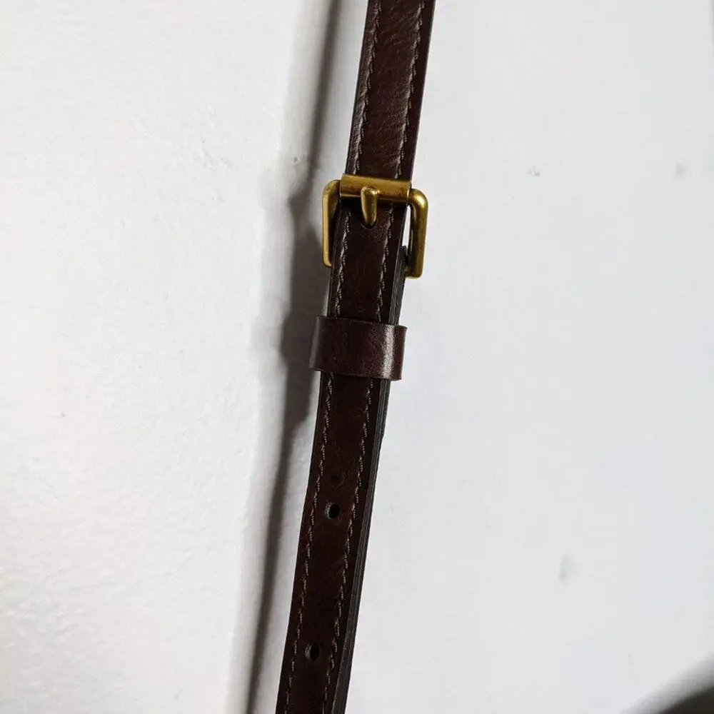 Fossil Black Gold Leather Zip Top Crossbody Bag